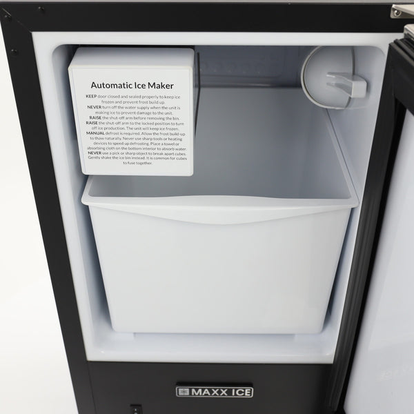 Maxx Ice Shallow Depth Indoor Built-In Undercounter Ice Maker, 15, 25 lbs,  Crescent Ice Cubes, 22 lb Ice Storage Bin, in Stainless Steel (MIM25C) -  Maxx Ice