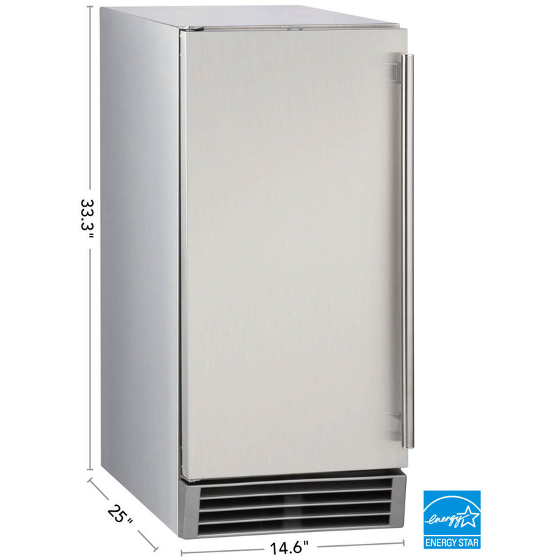 Maxx Ice Premium Outdoor Self-Contained Ice Machine, 15"W, 65 lbs, Energy Star, in Stainless Steel