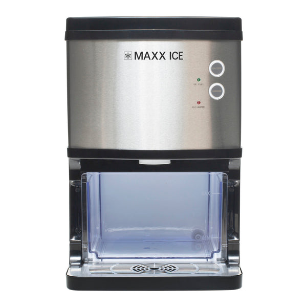 Maxx Ice Self-Contained Indoor Ice Machine, 15W, 60 lbs, Full Dice Ice  Cubes, Energy Star Listed, in Black with Stainless Steel Door (MIM50) -  Maxx Ice