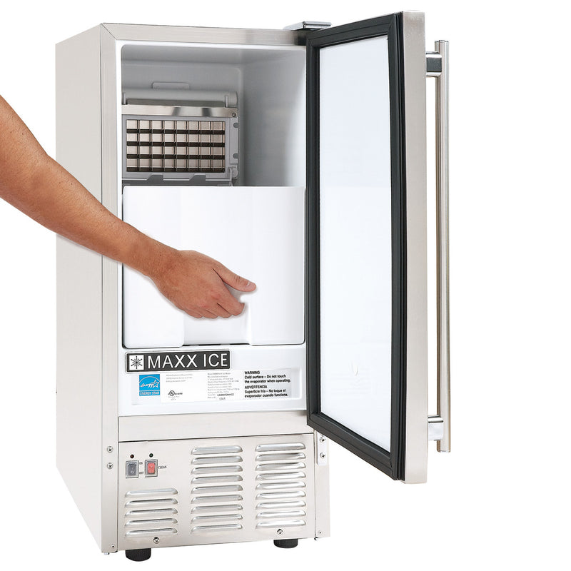 Maxx Ice Self-Contained Outdoor Ice Machine, 15"W, 60 lbs, Energy Star, in Stainless Steel- Lifestyle