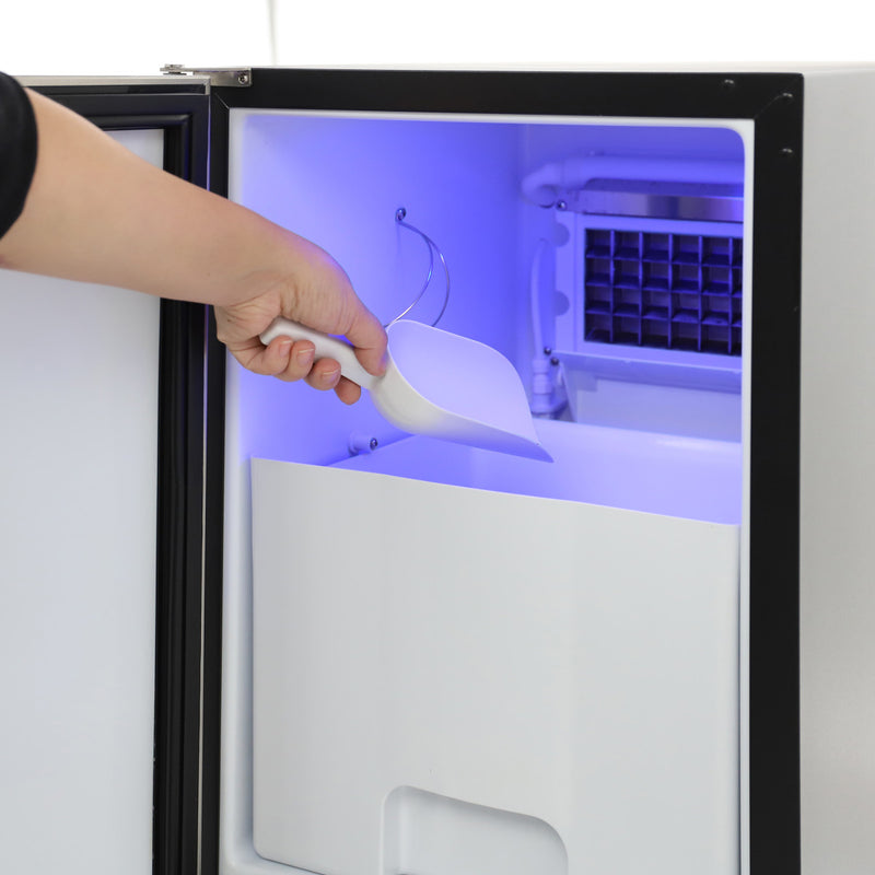 Maxx Ice Built-In Indoor Clear Ice Machine ADA, 15"W, 65 lbs, Full Dice Cubes, Black/Stainless Steel Door- Lifestyle