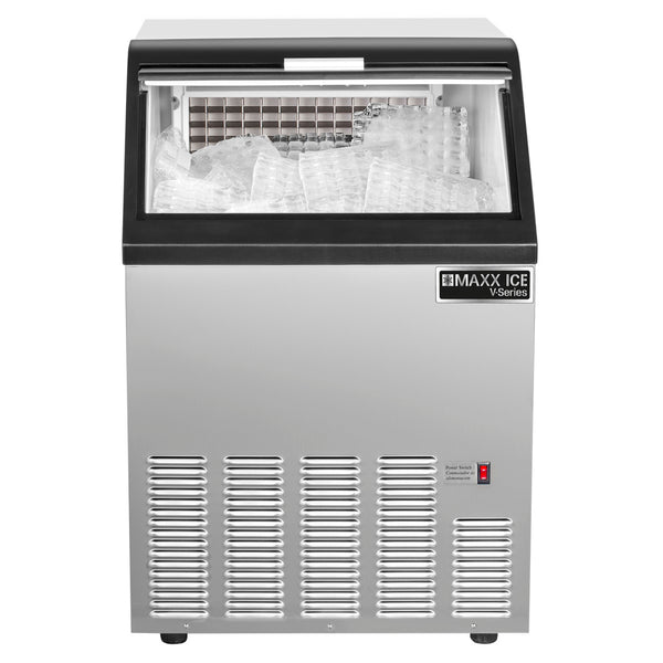 Maxx Ice V-Series Self-Contained Ice Machine, in Stainless Steel with Black Trim- Lifestyle