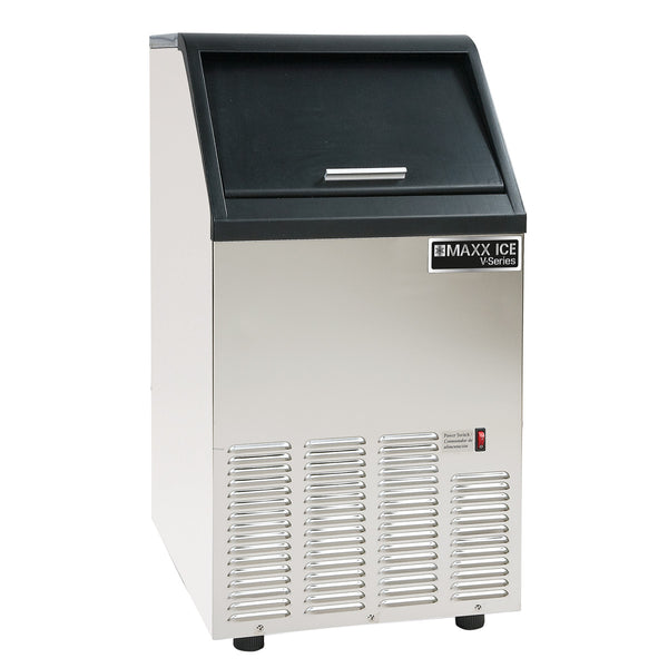 Maxx Ice V-Series Self-Contained Ice Machine, in Stainless Steel with Black Trim