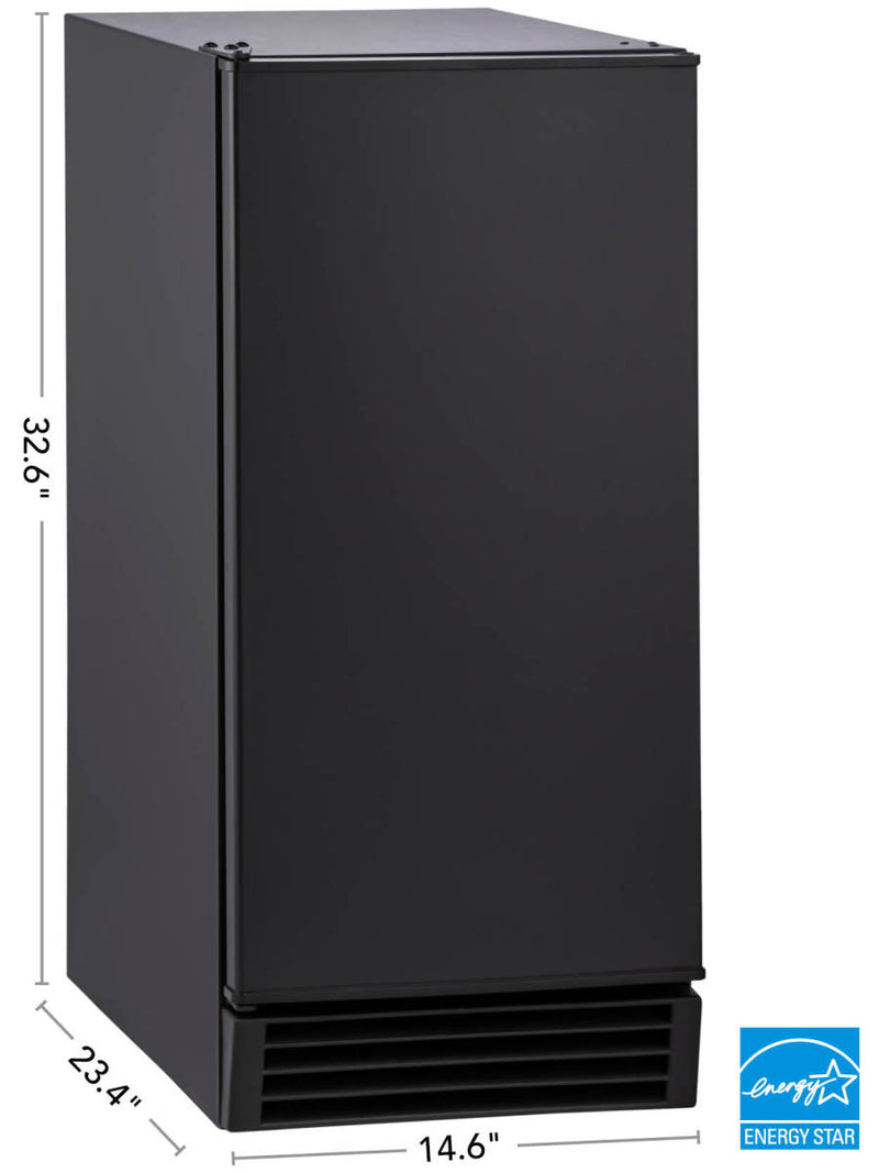 Maxx Ice Self-Contained Indoor Ice Machine, 15"W, 50 lbs, Full Dice Cubes, Energy Star, in Black