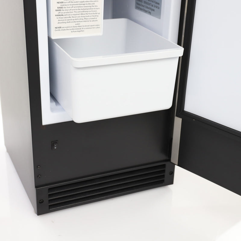 Maxx Ice Countertop or Built-In Ice Maker, 15 lbs, Crescent Cube, Black w/Stainless Steel Door