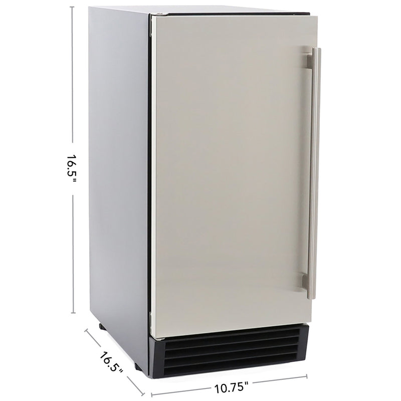 Maxx Ice Built-In Indoor Clear Ice Machine ADA, 15"W, 65 lbs, Full Dice Cubes, Black/Stainless Steel Door