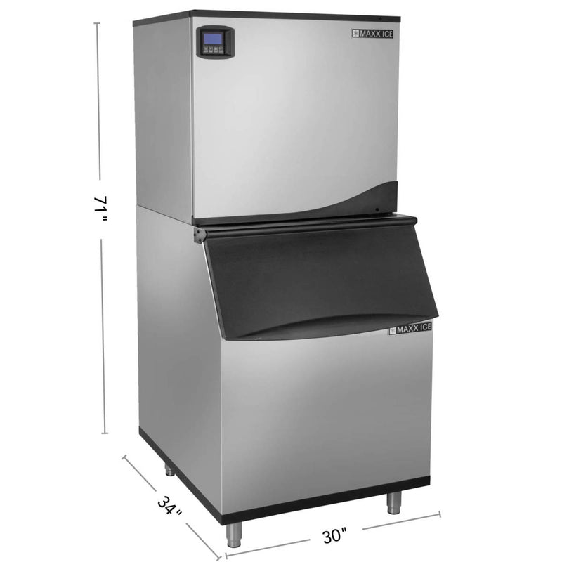 Maxx Ice Intelligent Series Modular Ice Machine, 30"W, 645 lbs w/580 lb Storage Bin, Stainless Steel