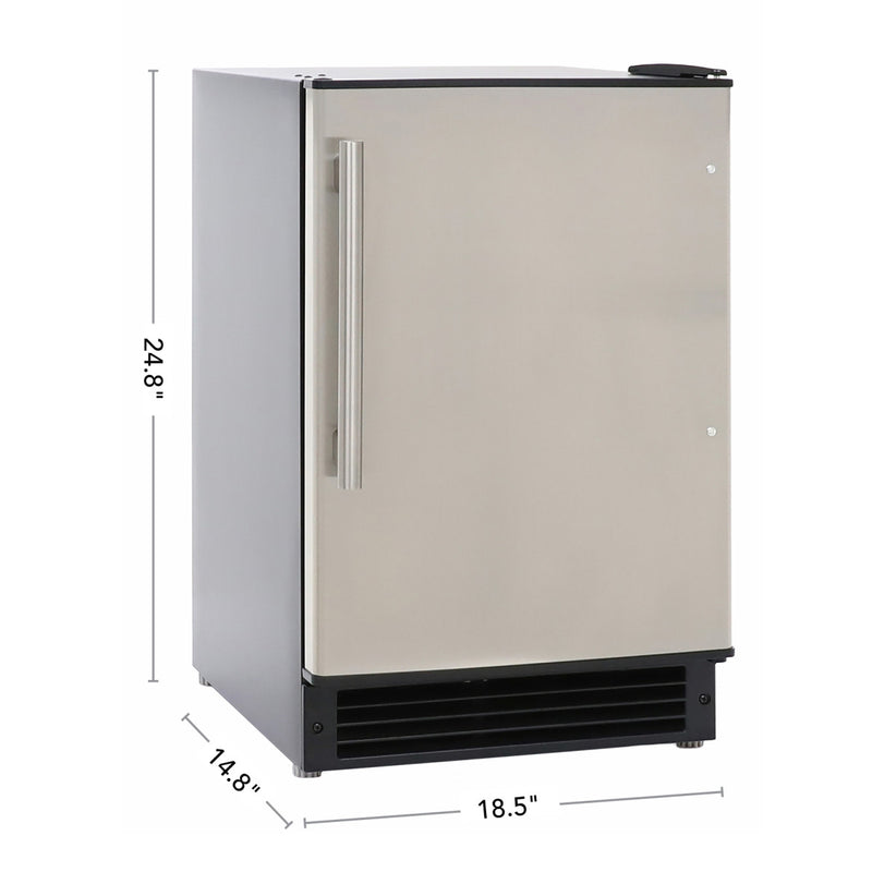 Maxx Ice Countertop or Built-In Ice Maker, 15 lbs, Crescent Cube, Black w/Stainless Steel Door