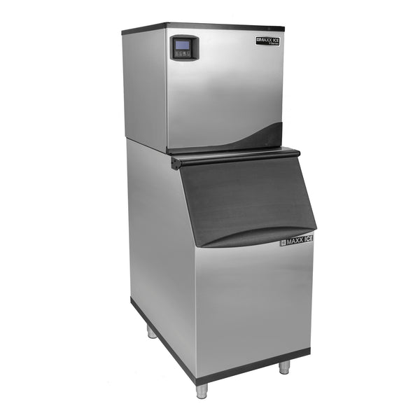 Maxx Ice V-Series Modular Ice Machine, 22"W, 350 lb, Full Dice Ice Cubes, and Storage Bin, 22"W, 310 lb, in Stainless Steel (MVI350FB)