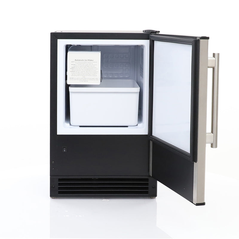 Maxx Ice Countertop or Built-In Ice Maker, 15 lbs, Crescent Cube, Black w/Stainless Steel Door