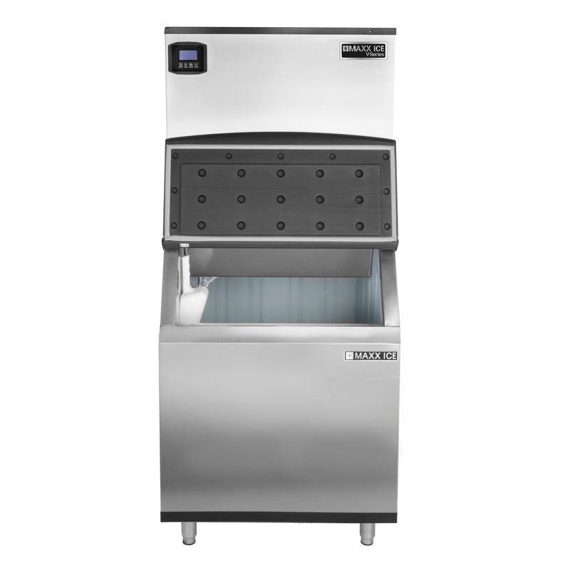 Maxx Ice V-Series Modular Ice Machine and Storage Bin, in Stainless Steel