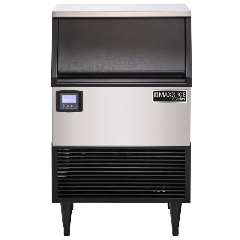 Maxx Ice V-Series Self-Contained Ice Machine, in Stainless Steel with Black Trim