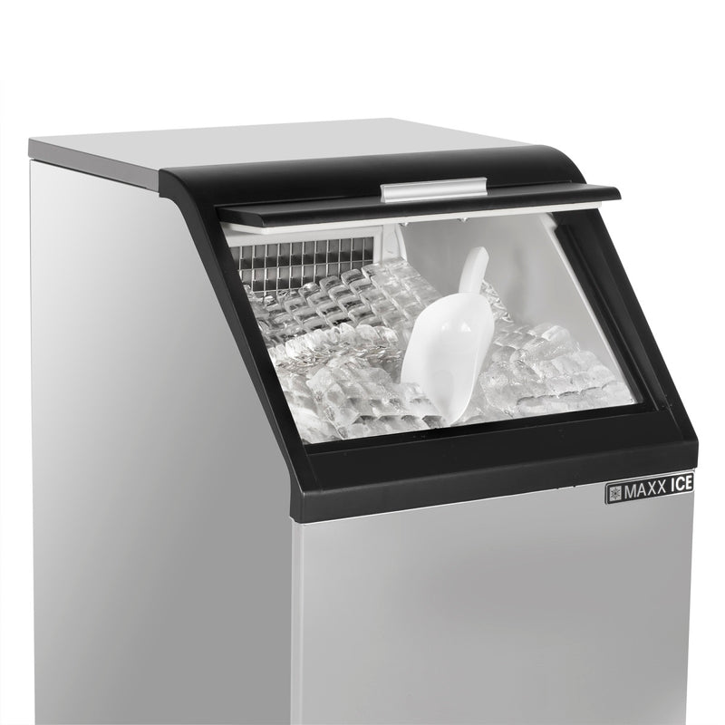 Maxx Ice Self-Contained Ice Machine, 85 lbs, Half Dice Cubes, Storage Bin, Stainless Steel/Black Trim
