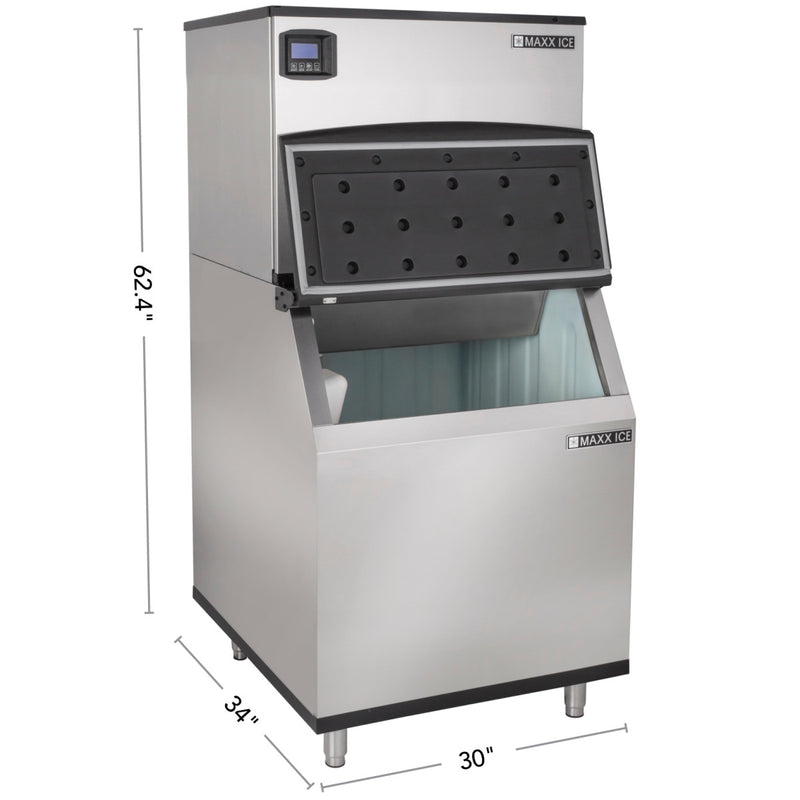 Maxx Ice Intelligent Series Modular Ice Machine, 30"W, 361 lbs w/470 lb Storage Bin, Stainless Steel