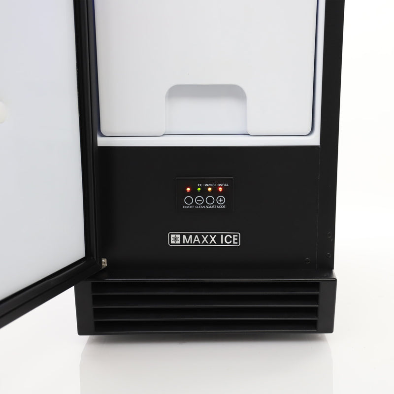 Maxx Ice Countertop or Built-In Ice Maker, 15W, 15 lbs, Crescent Ice  Cubes, 12 lb Ice Storage Bin, in Black with Stainless Steel Door (MIMC15C)  - Maxx Ice