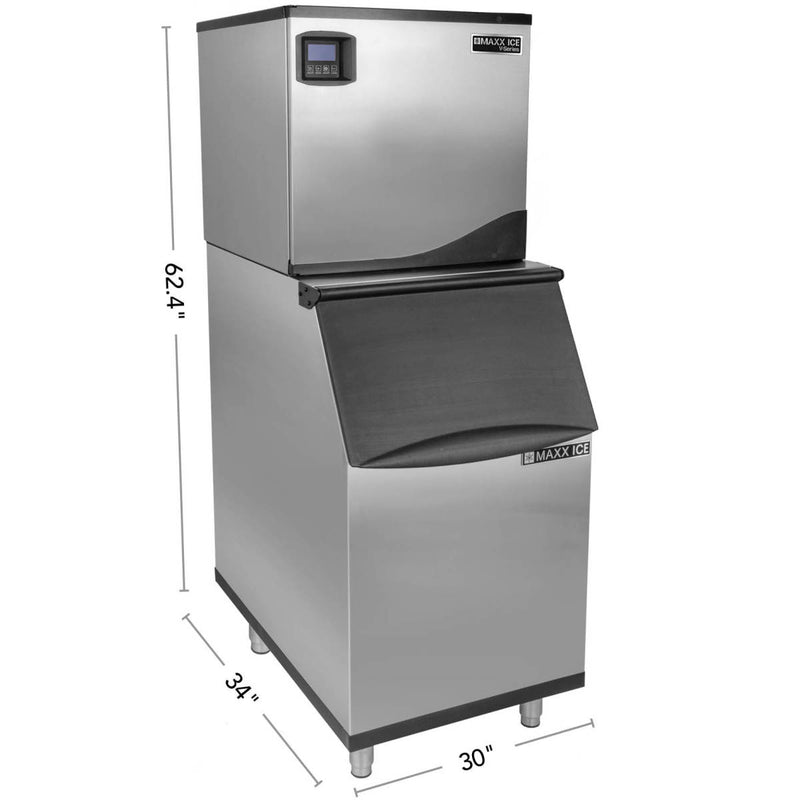 Maxx Ice V-Series Modular Ice Machine and Storage Bin, in Stainless Steel