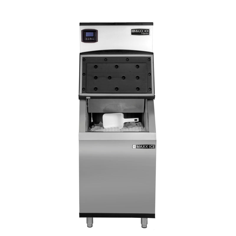 Maxx Ice V-Series Modular Ice Machine and Storage Bin, in Stainless Steel