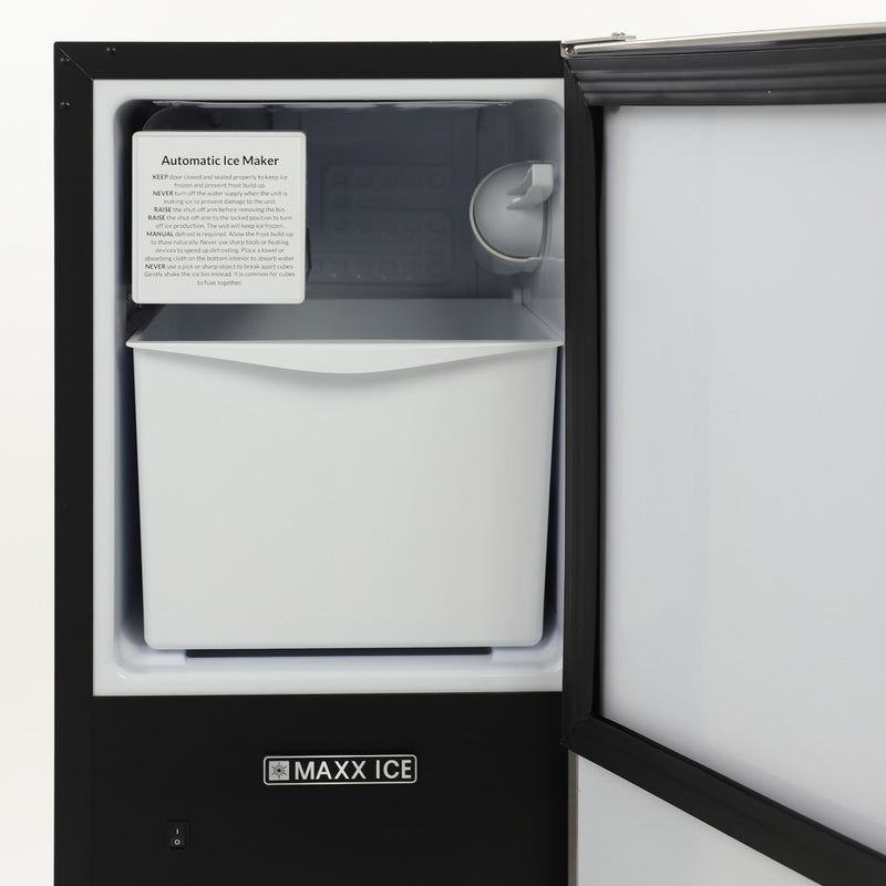 Maxx Ice Shallow Depth Indoor Undercounter Ice Maker, 15", 25 lbs, Crescent Cube, Stainless Steel