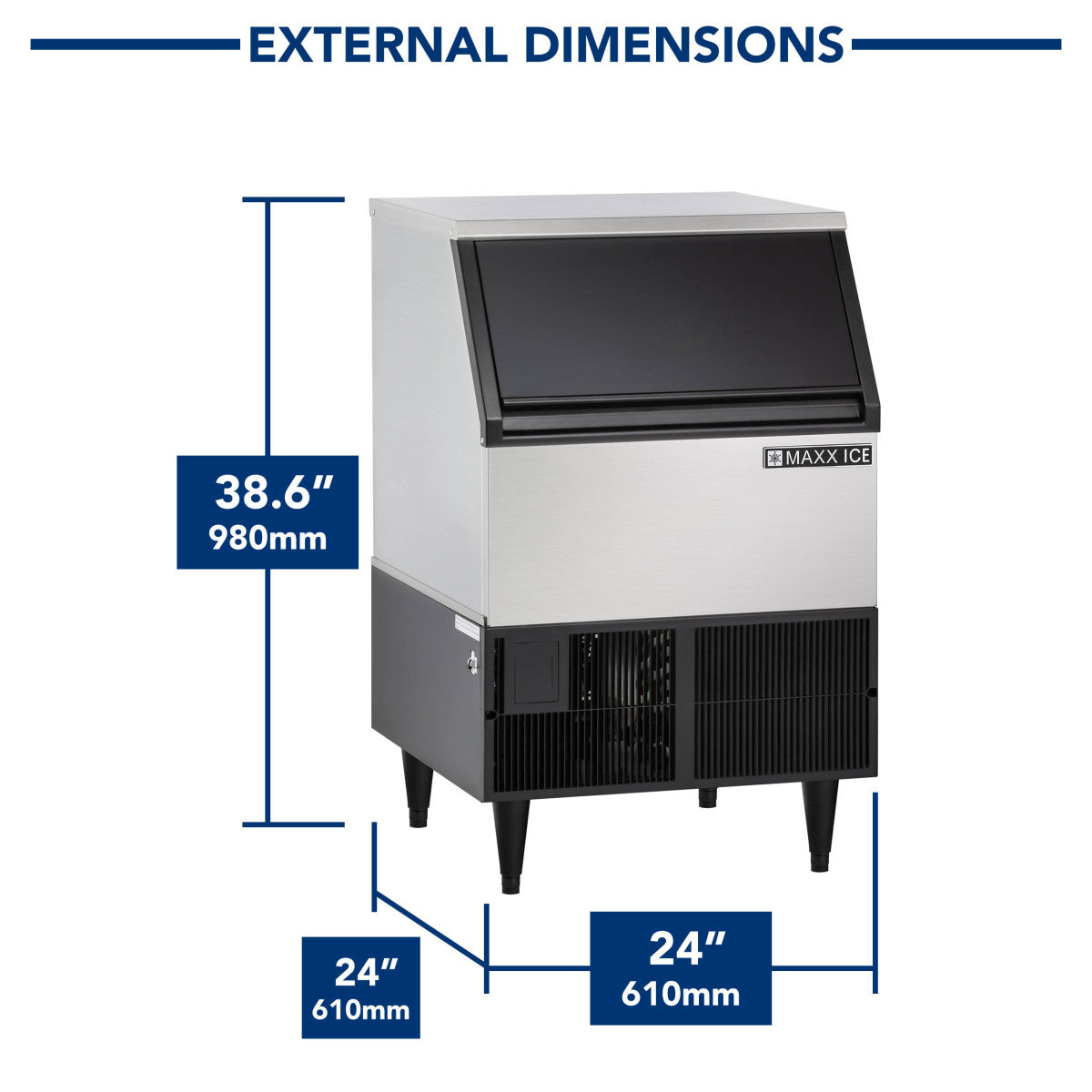 Maxx Ice SelfContained Ice Machine, 260 lbs, Full Dice Ice Cubes, with