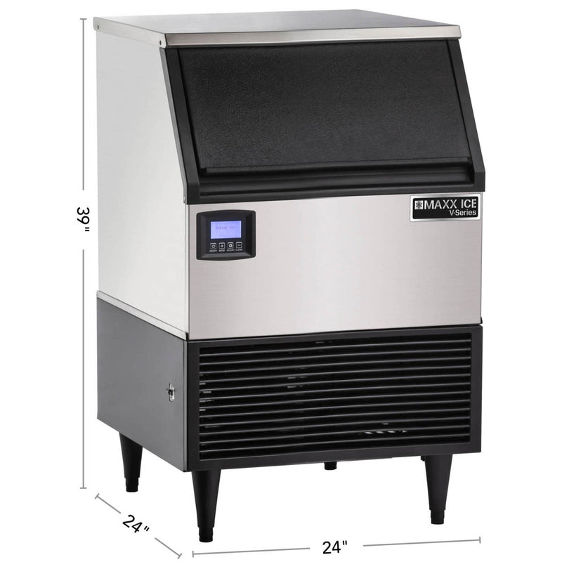 Maxx Ice V-Series Self-Contained Ice Machine, in Stainless Steel with Black Trim