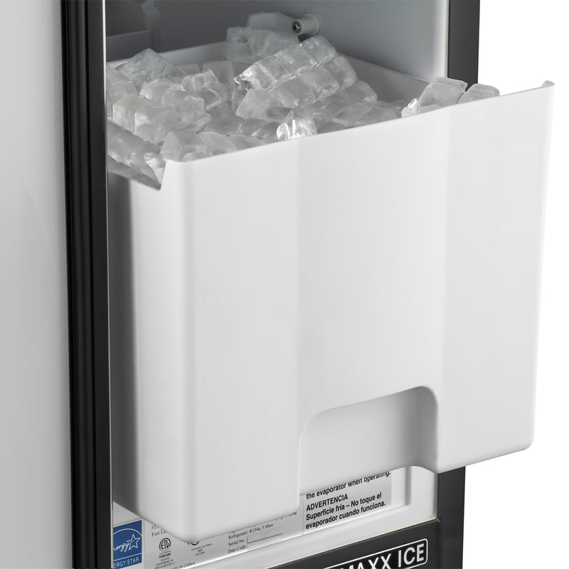 Maxx Ice Self-Contained Indoor Ice Machine, 15"W, 50 lbs, Full Dice Cubes, Energy Star, in Black